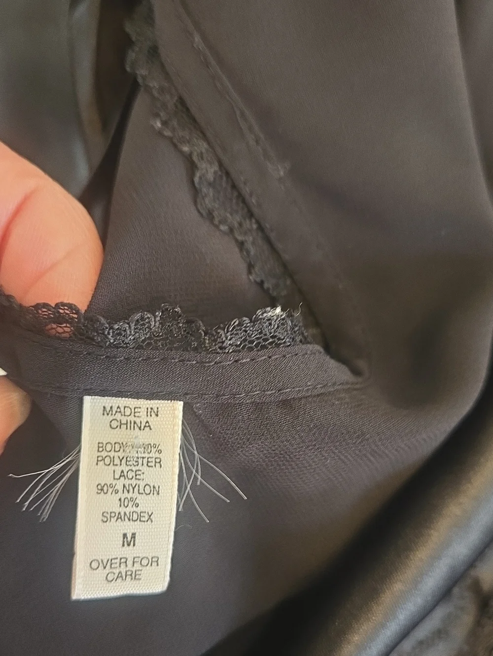 Victoria's Secret Black Lace-Trim Satin Sheer Nightie